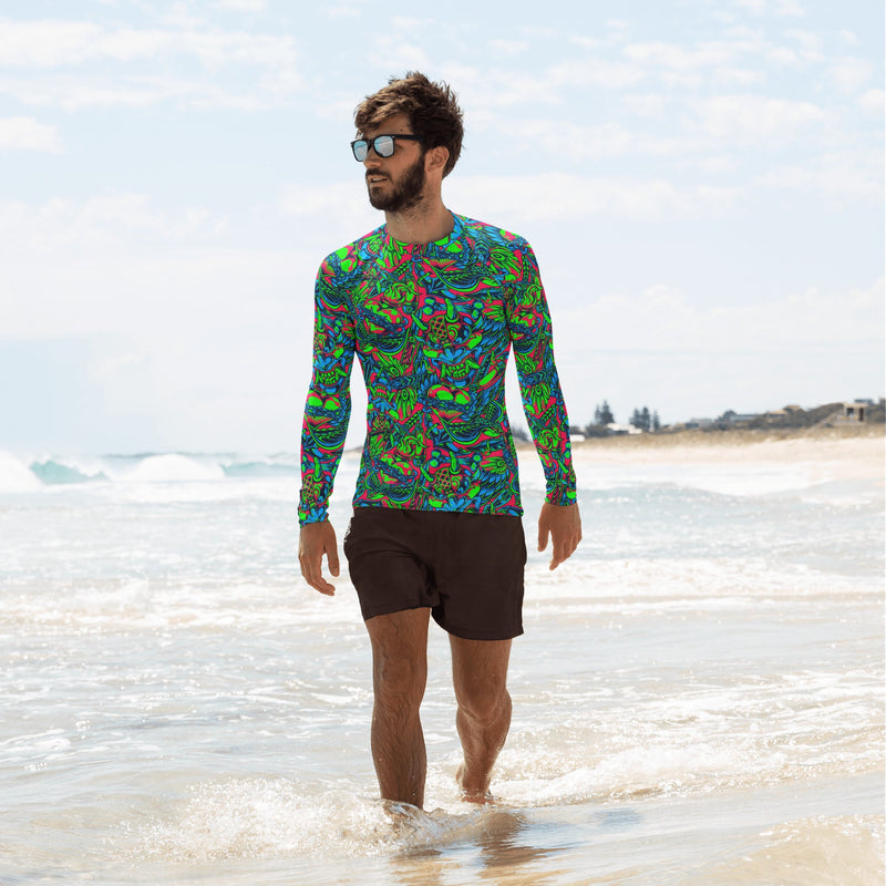 Kabuki Phantom Neon CAMO Mens Long-Sleeve Rash Guard - XS