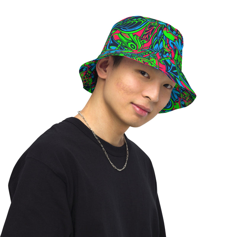 Kabuki Phantom Neon CAMO Reversible Bucket Hat - Head