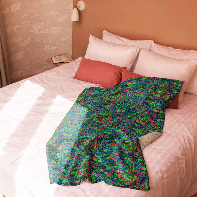 Kabuki Phantom Neon CAMO Sherpa Blanket