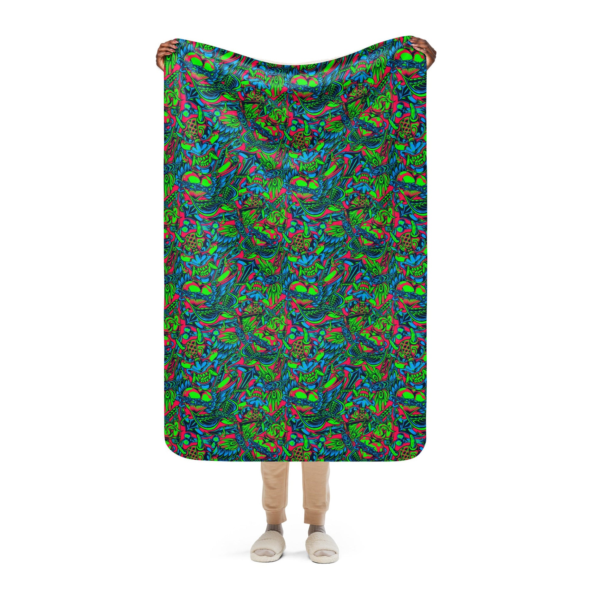 Kabuki Phantom Neon CAMO Sherpa blanket - 37″×57″ - Blankets