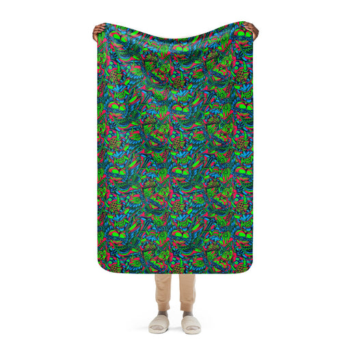Kabuki Phantom Neon CAMO Sherpa Blanket - 37″×57″