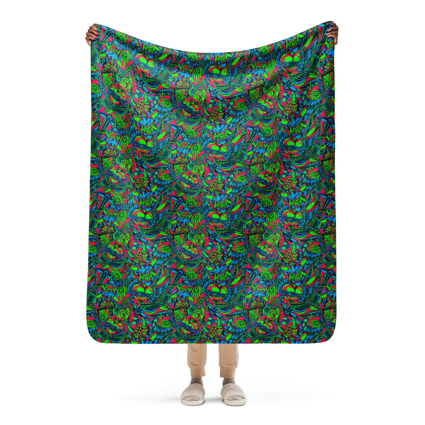 Kabuki Phantom Neon CAMO Sherpa blanket - 50″×60″ - Blankets