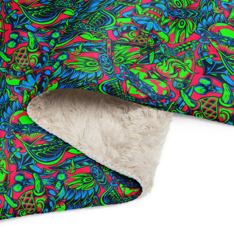 Kabuki Phantom Neon CAMO Sherpa Blanket