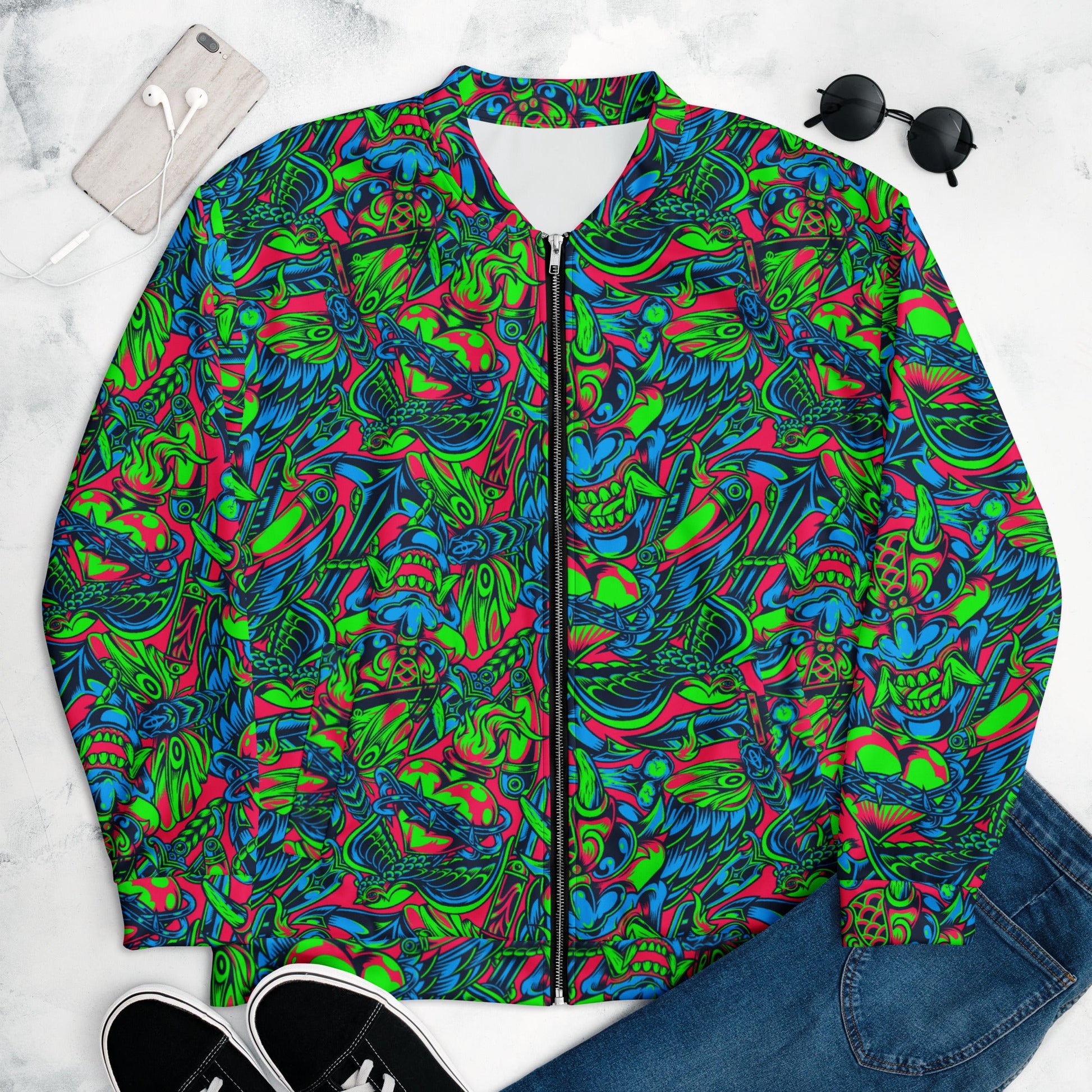 Kabuki Phantom Neon CAMO Unisex Bomber Jacket - Jackets