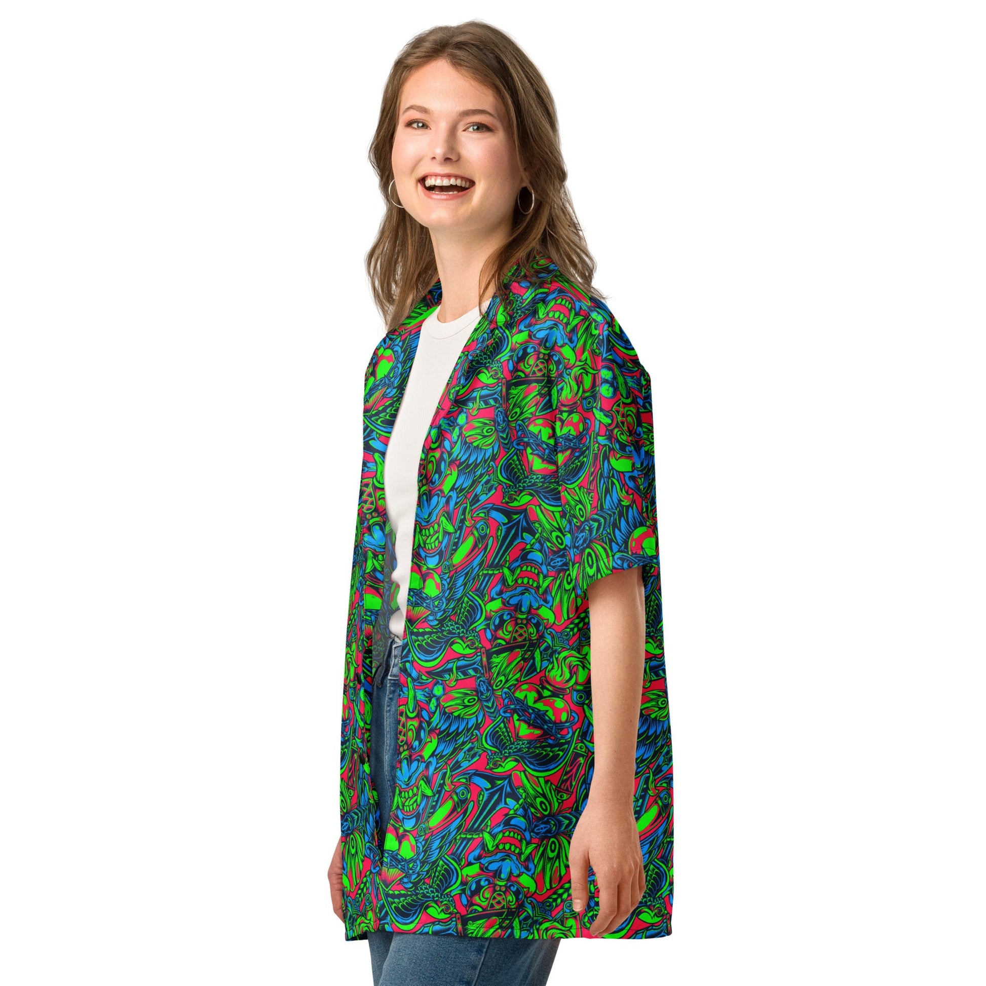 Kabuki Phantom Neon CAMO Unisex button shirt - Button Shirts