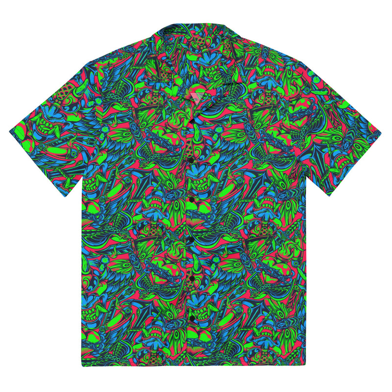 Kabuki Phantom Neon CAMO Unisex Short-Sleeve Button Shirt - 2XS - Button-Up