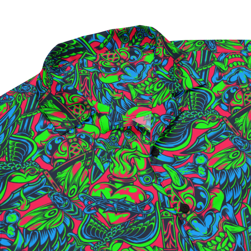 Kabuki Phantom Neon CAMO Unisex Short-Sleeve Button Shirt - Button-Up