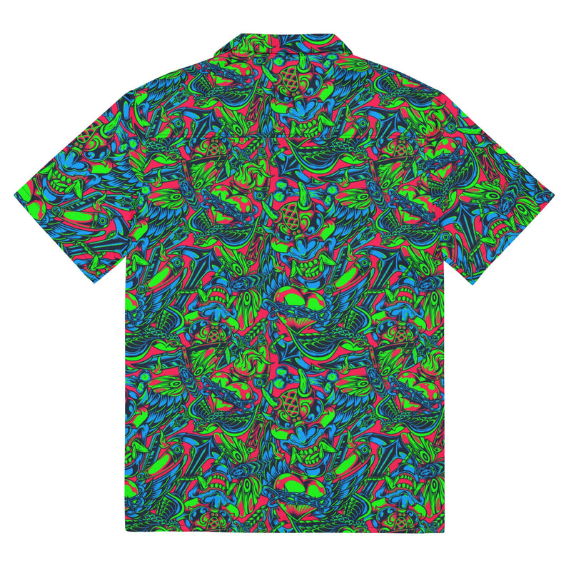 Kabuki Phantom Neon CAMO Unisex Short-Sleeve Button Shirt - Button-Up