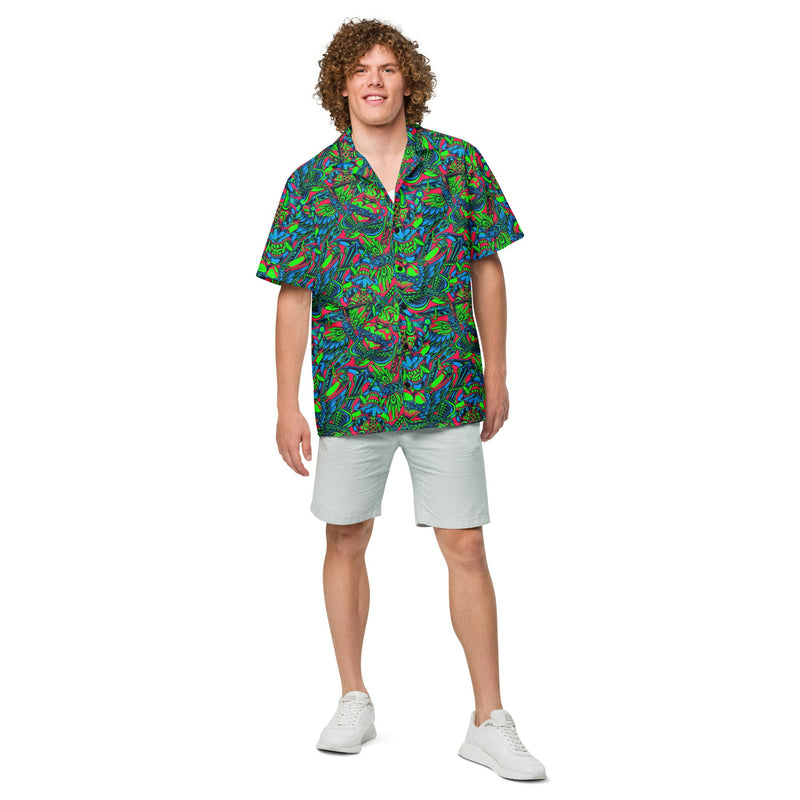 Kabuki Phantom Neon CAMO Unisex Short-Sleeve Button Shirt - Button-Up