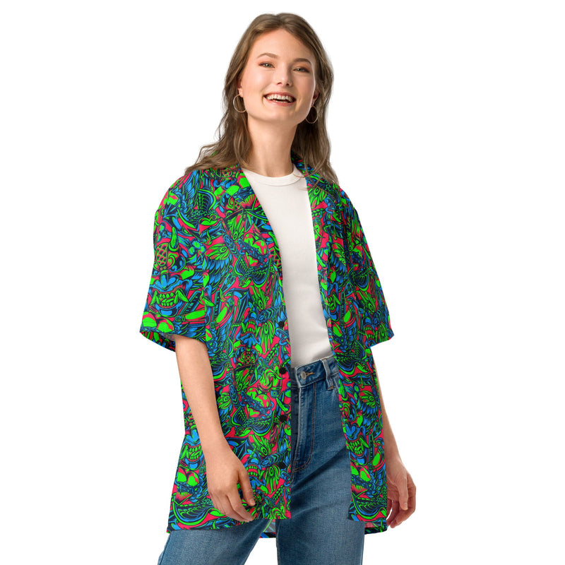 Kabuki Phantom Neon CAMO Unisex Short-Sleeve Button Shirt - Button-Up