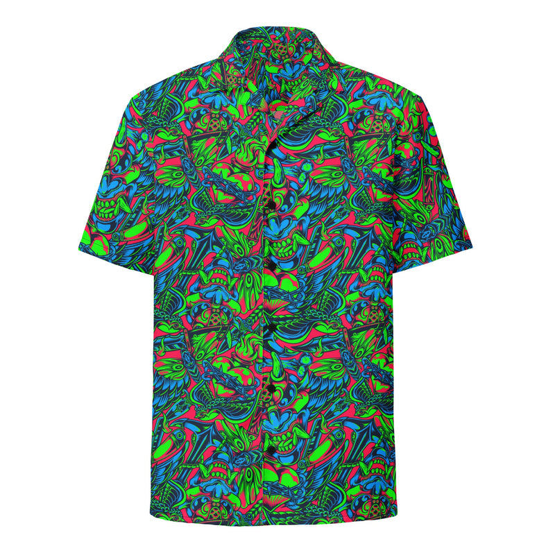 Kabuki Phantom Neon CAMO Unisex Short-Sleeve Button Shirt - Button-Up