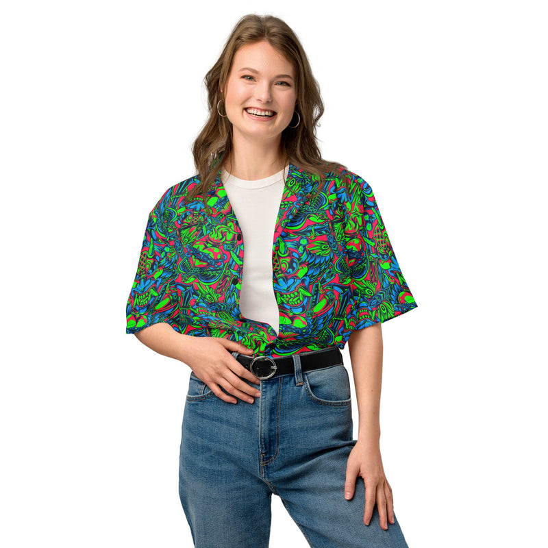 Kabuki Phantom Neon CAMO Unisex Short-Sleeve Button Shirt - Button-Up