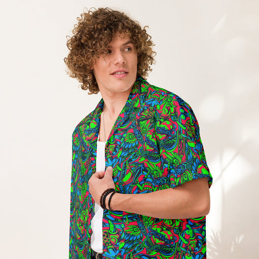 Kabuki Phantom Neon CAMO Unisex Short-Sleeve Button Shirt - Button-Up