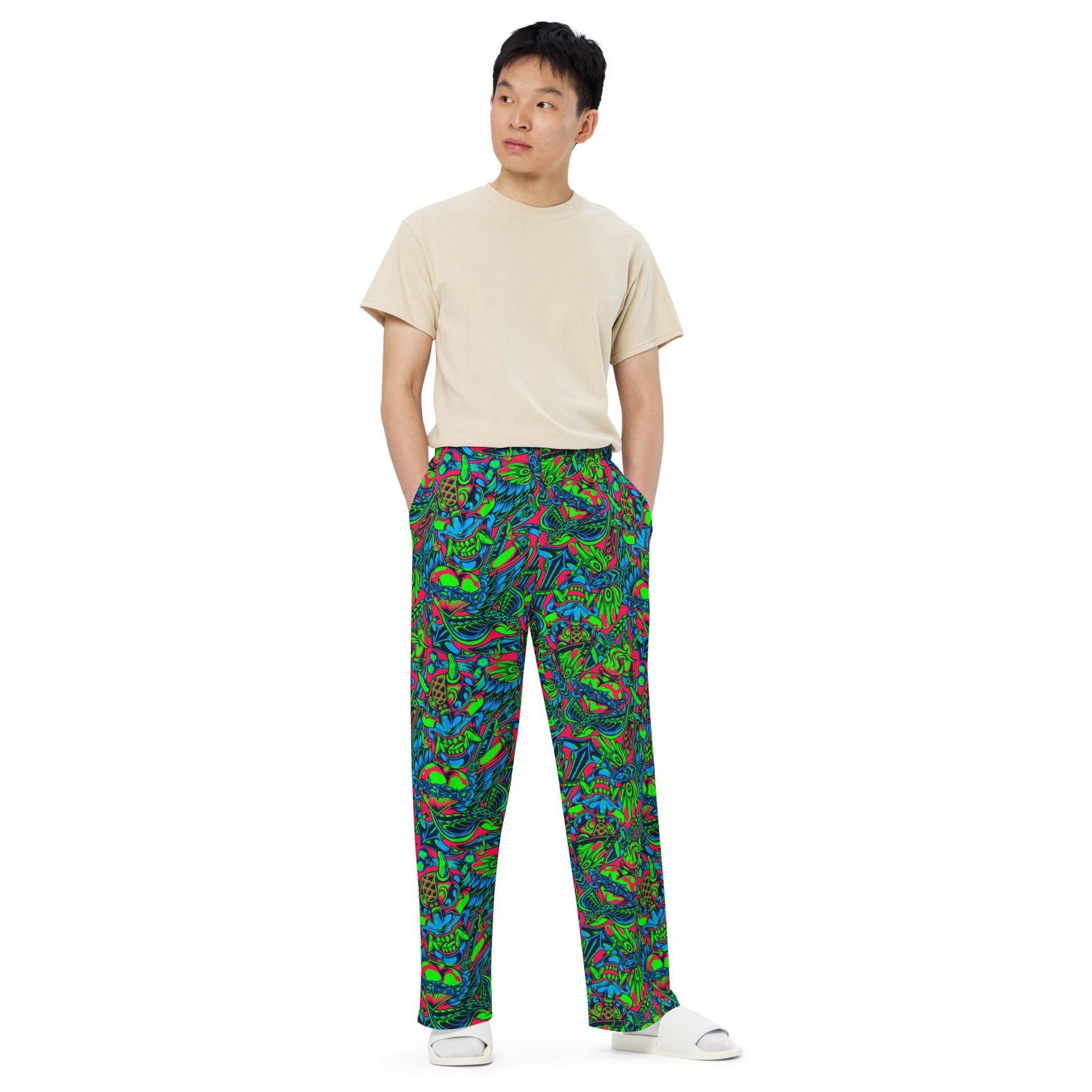 Kabuki Phantom Neon CAMO unisex wide-leg pants - Wide-leg Pants