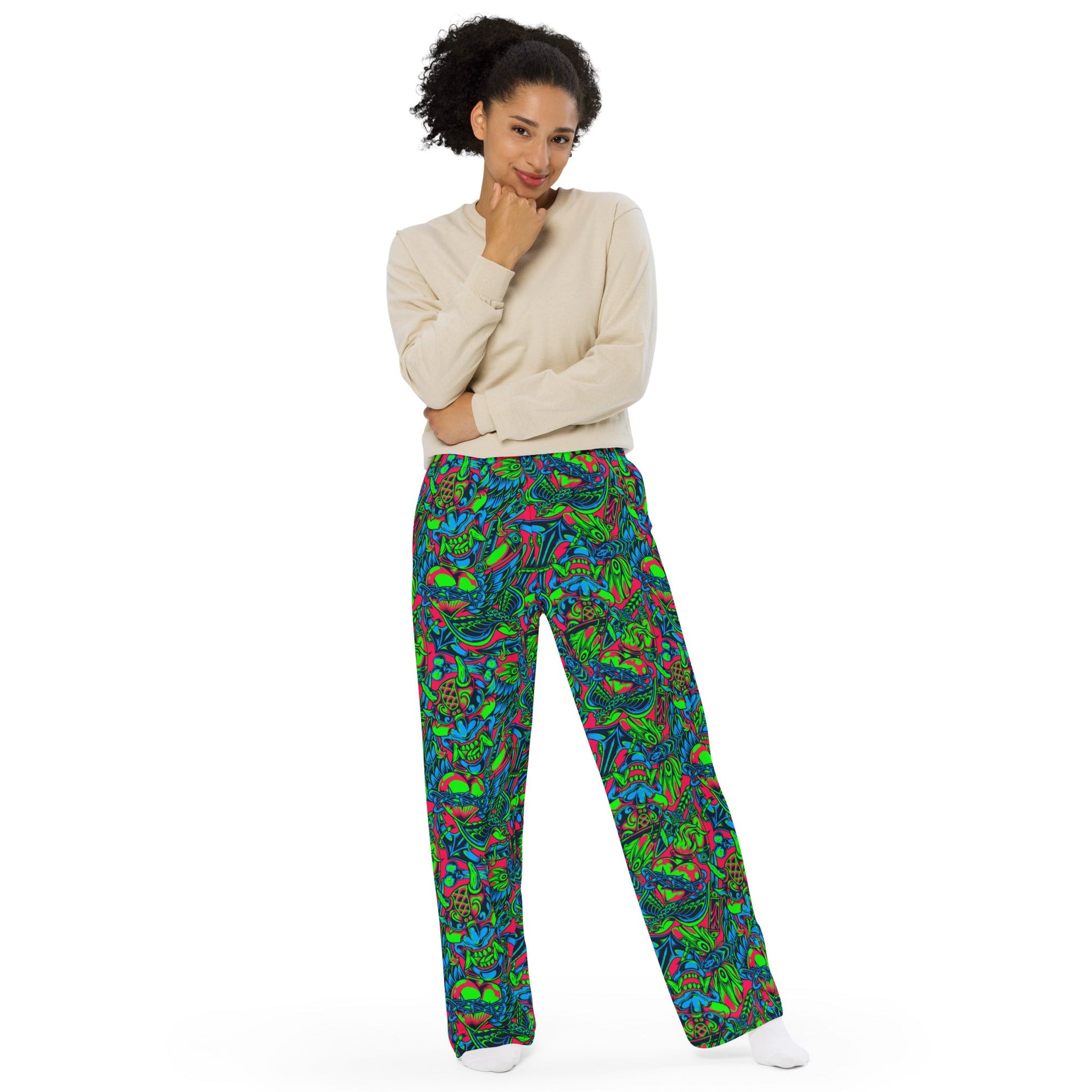 Kabuki Phantom Neon CAMO unisex wide-leg pants - Wide-leg Pants
