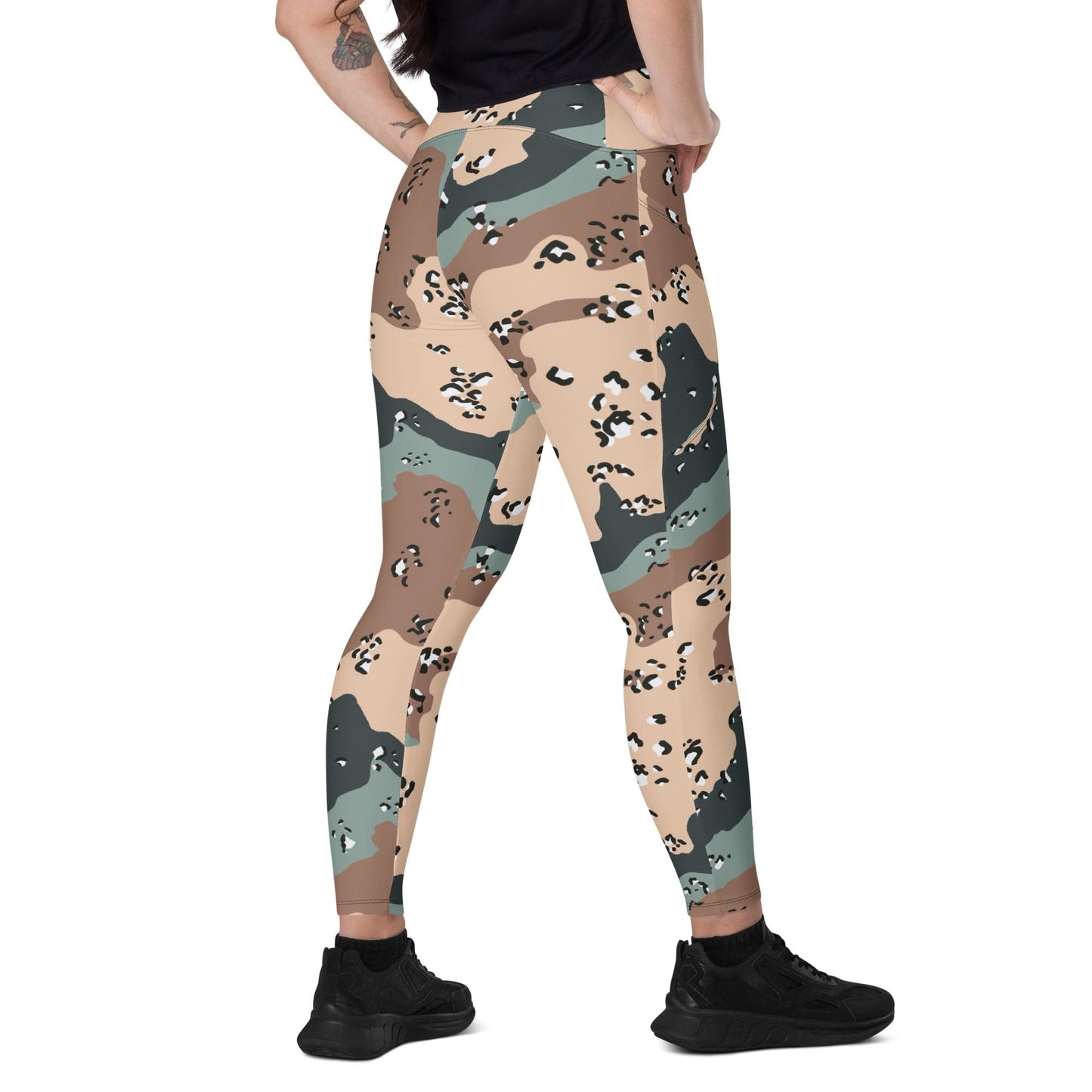 Kazakhstan Chocolate Chip Desert CAMO Leggings with pockets - 2XS - Womens With Pockets