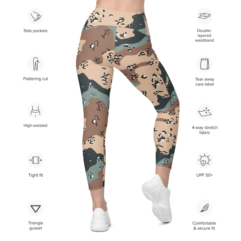 Kazakhstan Chocolate Chip Desert CAMO Leggings with pockets - Womens With Pockets