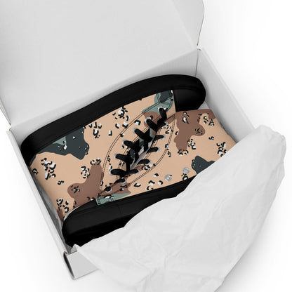 Kazakhstan Chocolate Chip Desert CAMO Men’s high top canvas shoes - Mens High Top Canvas Shoes