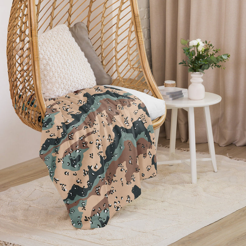 Chocolate Chip Kazakhstan Steppe CAMO Sherpa Blanket