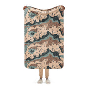 Chocolate Chip Kazakhstan Steppe CAMO Sherpa Blanket - 37″×57″