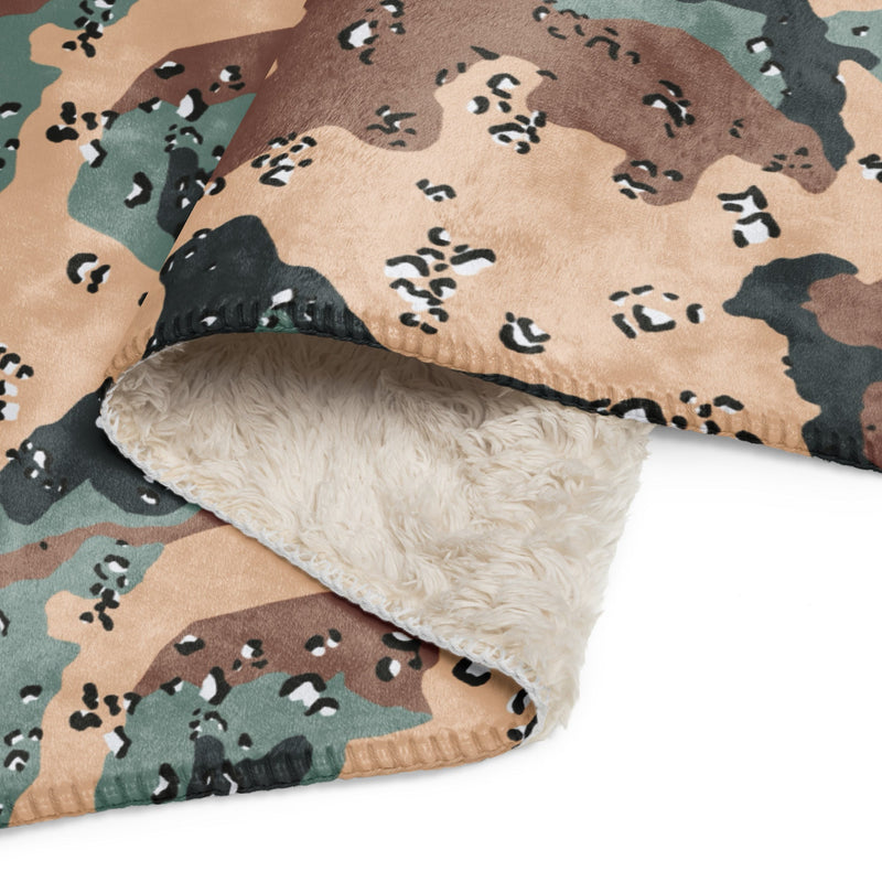 Chocolate Chip Kazakhstan Steppe CAMO Sherpa Blanket