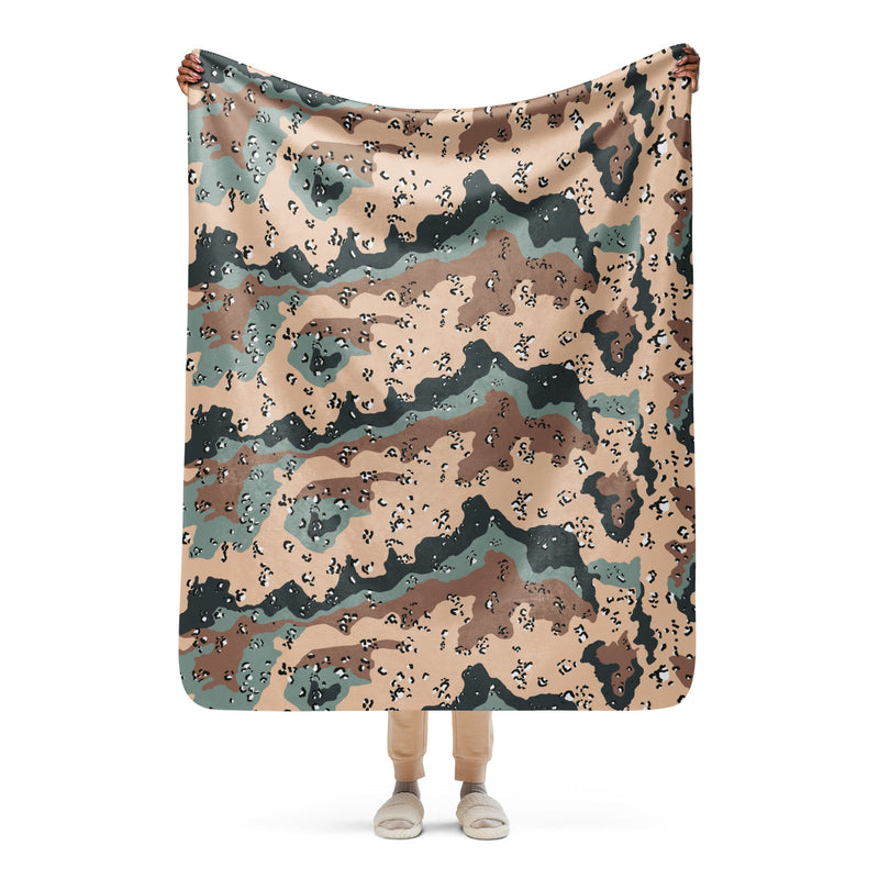 Chocolate Chip Kazakhstan Steppe CAMO Sherpa Blanket - 50″×60″