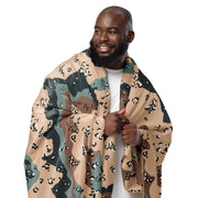 Chocolate Chip Kazakhstan Steppe CAMO Sherpa Blanket