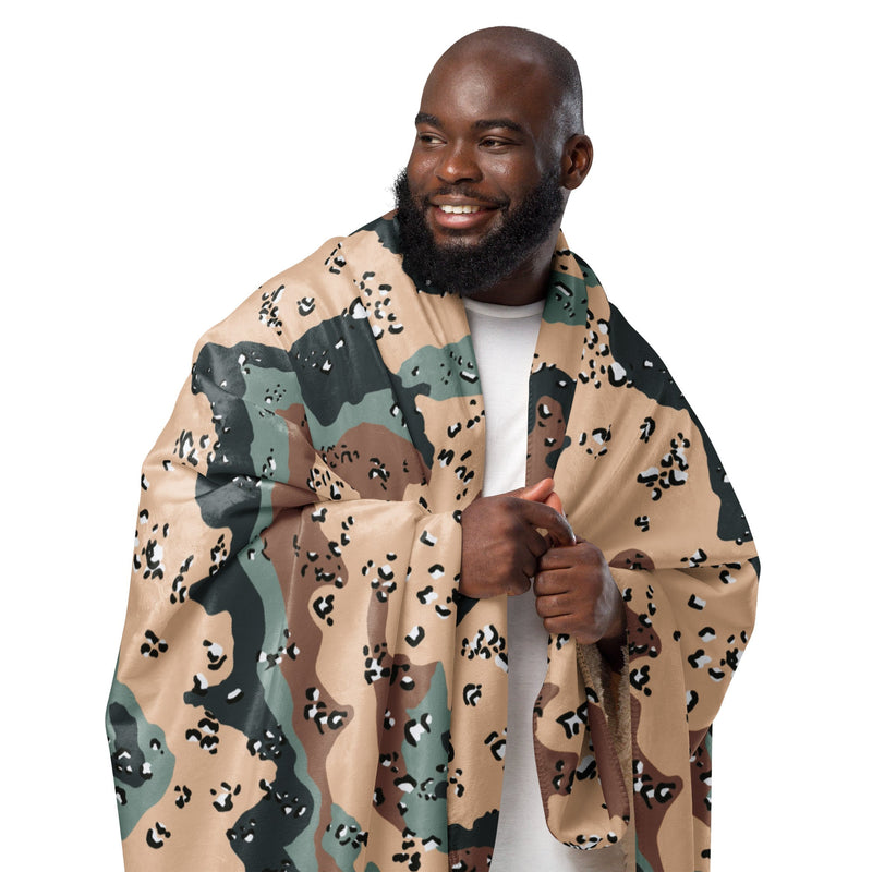 Chocolate Chip Kazakhstan Steppe CAMO Sherpa Blanket
