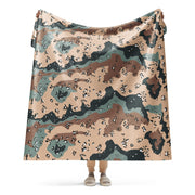 Chocolate Chip Kazakhstan Steppe CAMO Sherpa Blanket - 60″×80″
