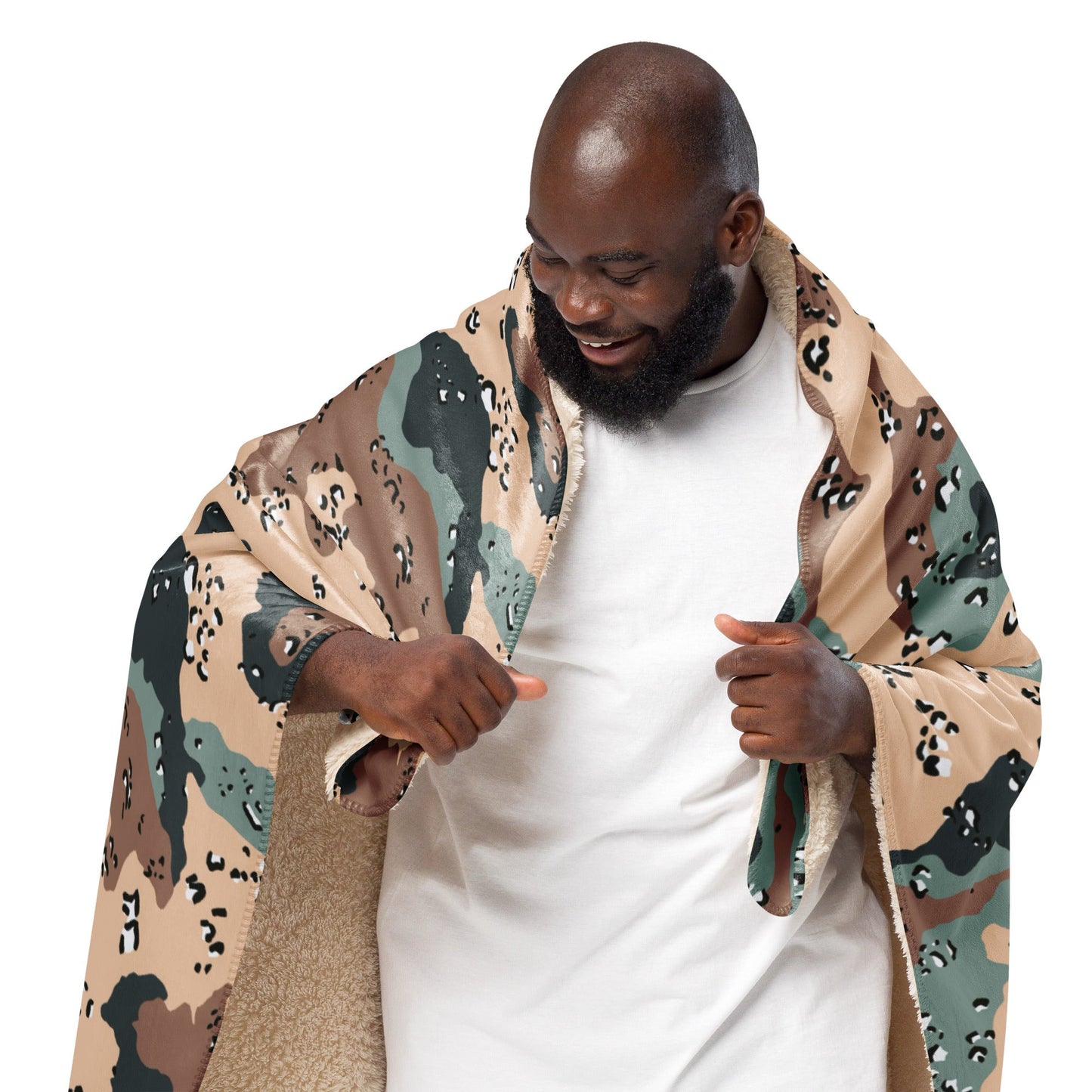 Kazakhstan Chocolate Chip CAMO Sherpa blanket - Blankets