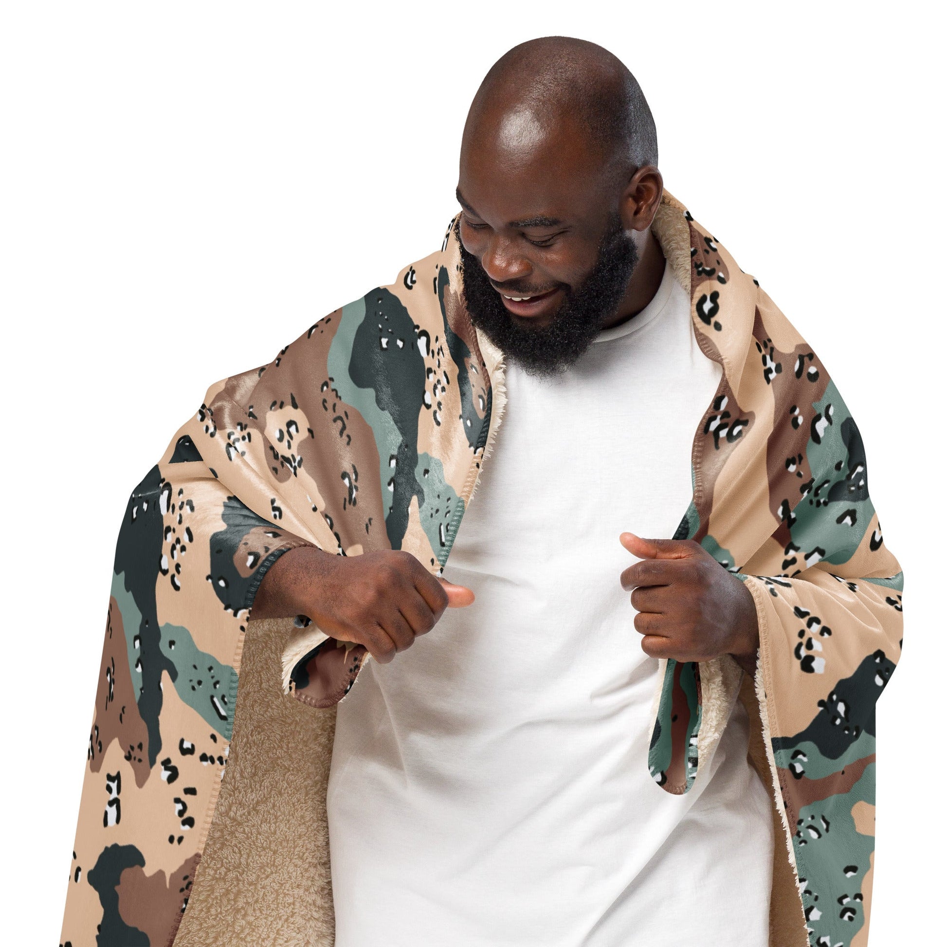 Kazakhstan Chocolate Chip CAMO Sherpa blanket - Blankets