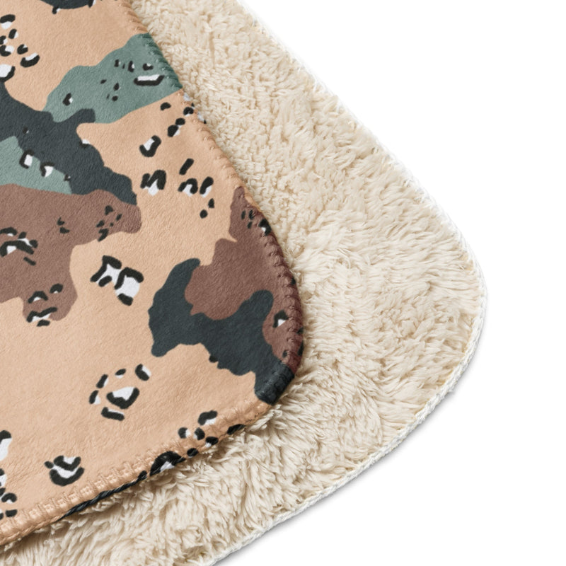 Chocolate Chip Kazakhstan Steppe CAMO Sherpa Blanket
