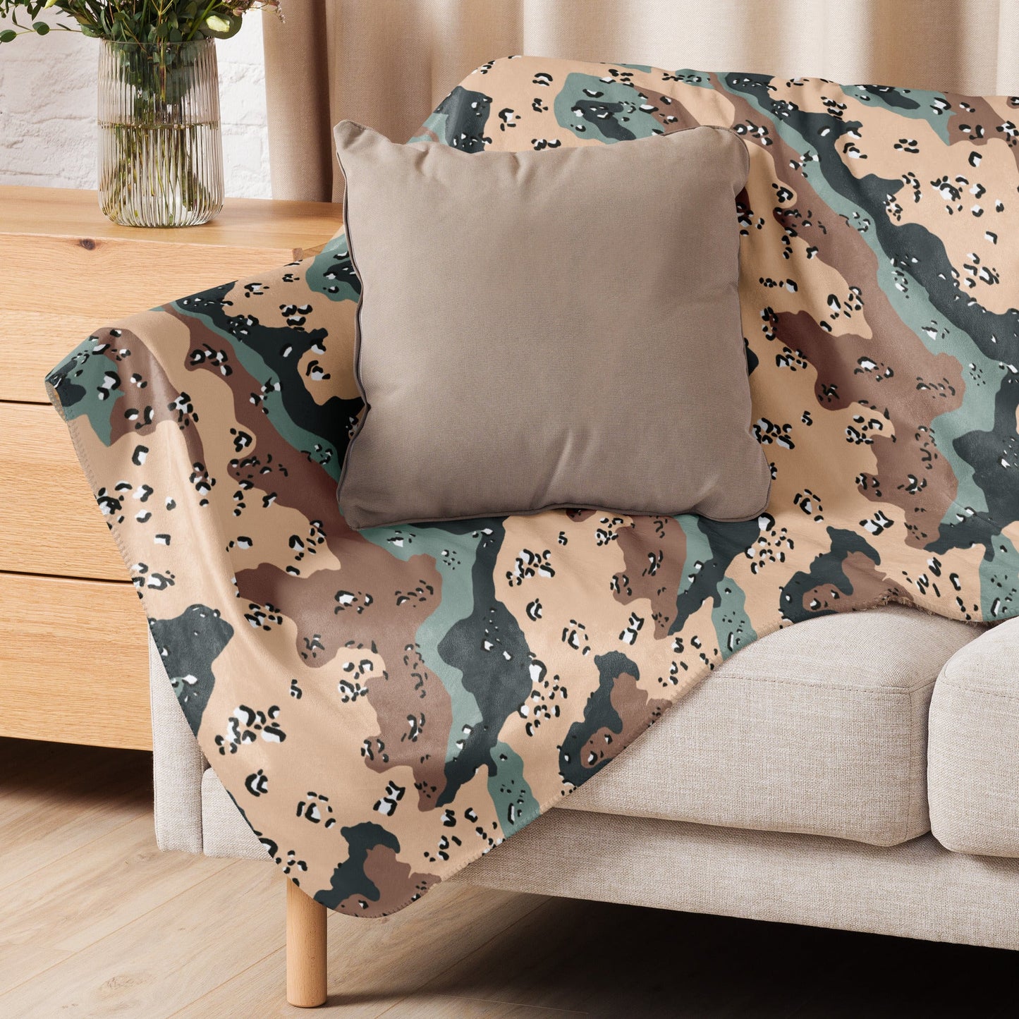 Kazakhstan Chocolate Chip CAMO Sherpa blanket - Blankets