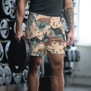Chocolate Chip Kazakhstan Steppe CAMO Unisex Athletic Long Shorts - XS
