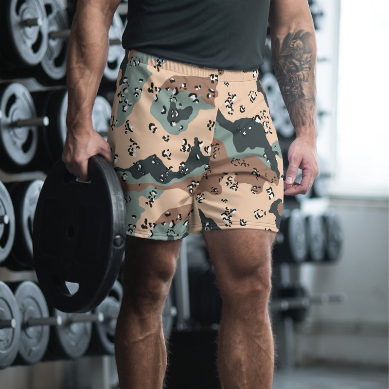 Chocolate Chip Kazakhstan Steppe CAMO Unisex Athletic Long Shorts - XS