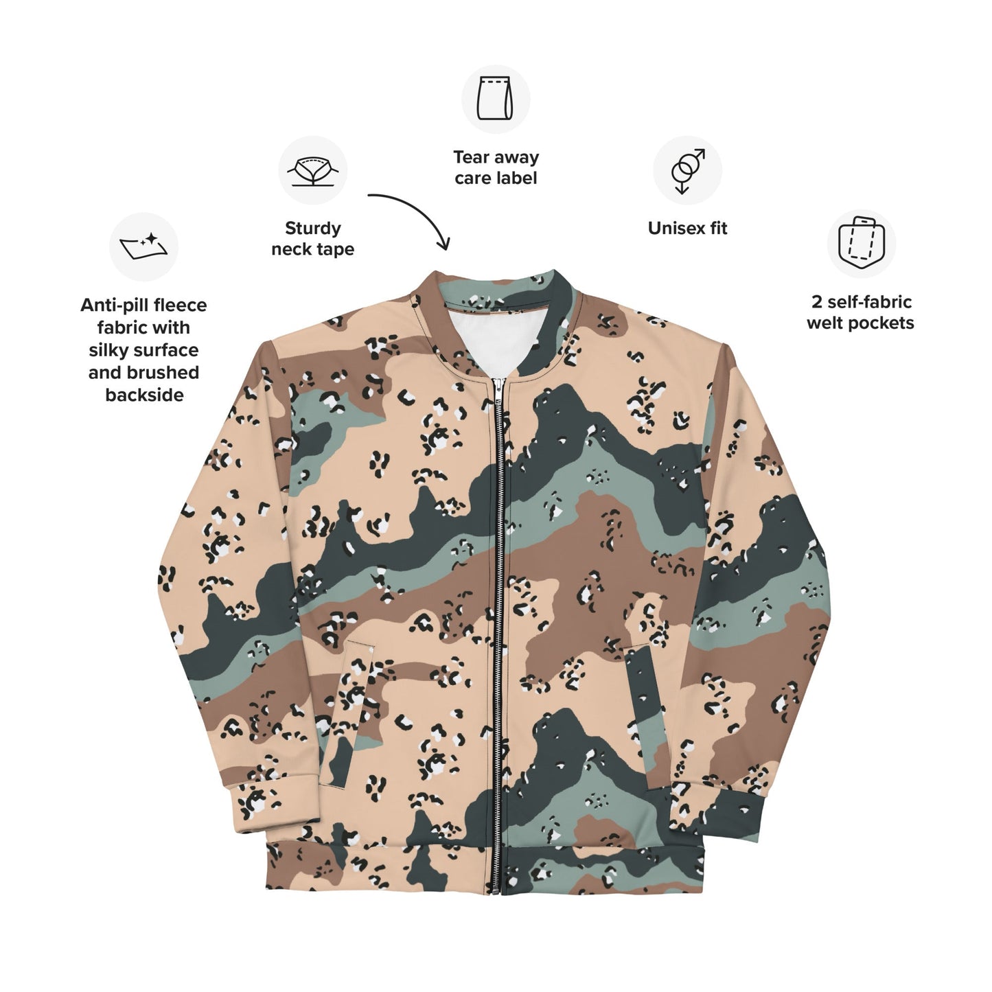 Kazakhstan Chocolate Chip CAMO Unisex Bomber Jacket - Jackets