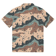 Chocolate Chip Kazakhstan Steppe CAMO Unisex Short-Sleeve Button Shirt - Button-Up