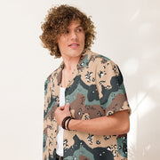 Chocolate Chip Kazakhstan Steppe CAMO Unisex Short-Sleeve Button Shirt - Button-Up