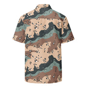 Chocolate Chip Kazakhstan Steppe CAMO Unisex Short-Sleeve Button Shirt - Button-Up