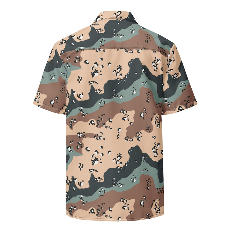 Chocolate Chip Kazakhstan Steppe CAMO Unisex Short-Sleeve Button Shirt - Button-Up