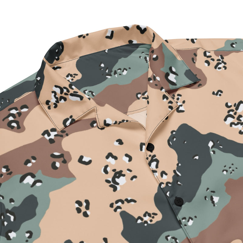Chocolate Chip Kazakhstan Steppe CAMO Unisex Short-Sleeve Button Shirt - Button-Up