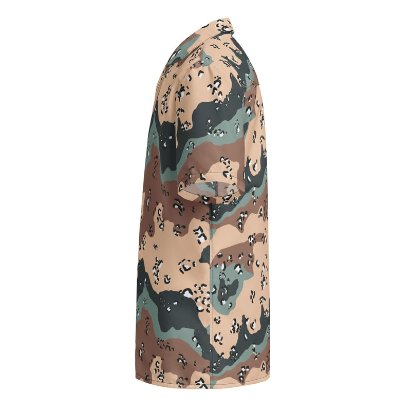Chocolate Chip Kazakhstan Steppe CAMO Unisex Short-Sleeve Button Shirt - Button-Up