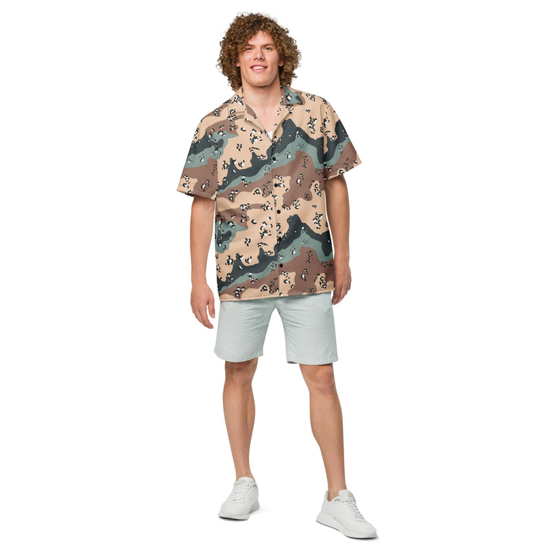 Chocolate Chip Kazakhstan Steppe CAMO Unisex Short-Sleeve Button Shirt - Button-Up