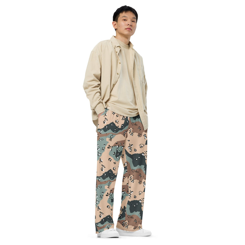 Chocolate Chip Kazakhstan Steppe CAMO Unisex Wide-Leg Leisure Pants - Pant