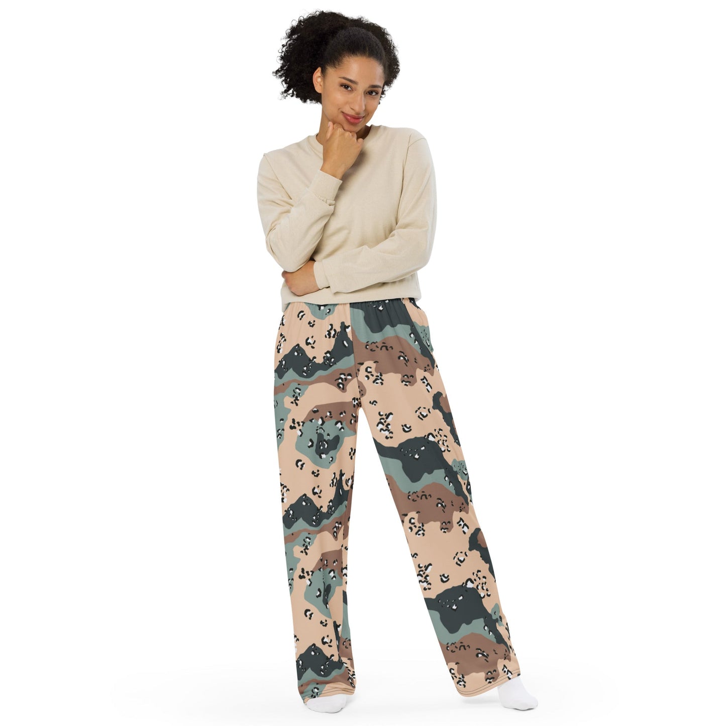 Kazakhstan Chocolate Chip CAMO unisex wide-leg pants - Wide-leg Pants
