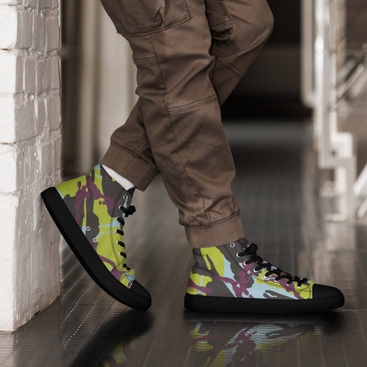 Kenyan DPM Navy CAMO Mens high top canvas shoes - 5 - High Top Canvas Shoes