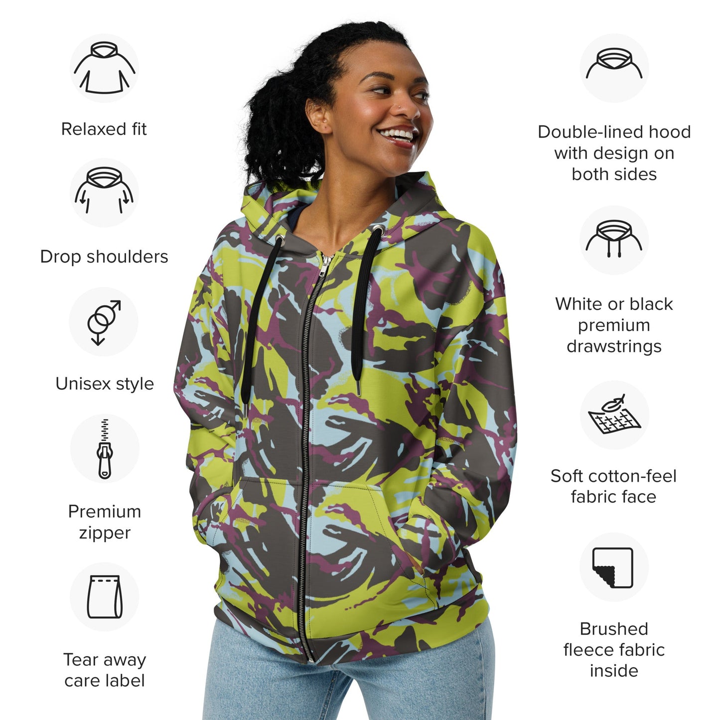 Kenyan DPM Navy CAMO Unisex zip hoodie - Zip Hoodies