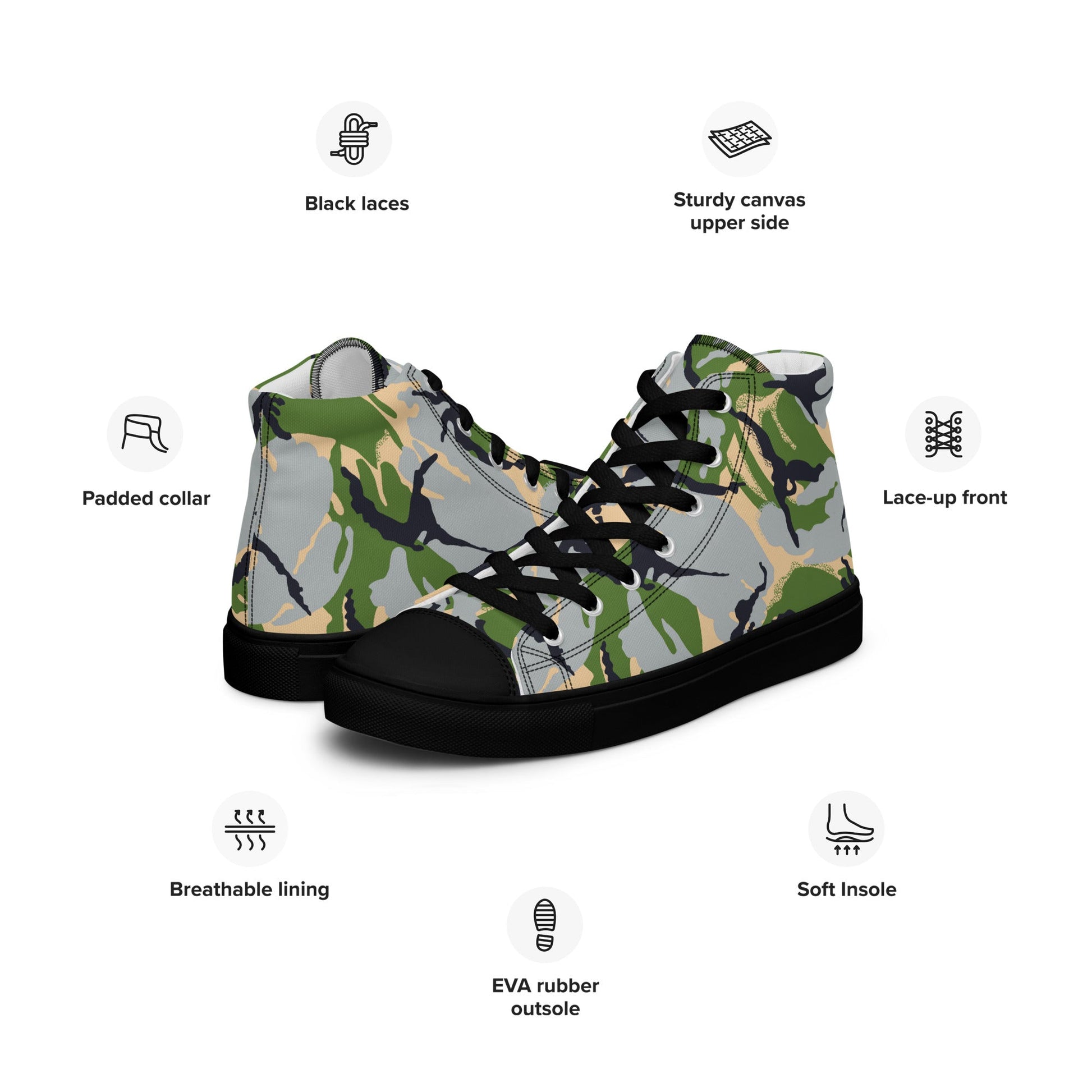 Kenyan DPM Security Forces CAMO Mens high top canvas shoes - High Top Canvas Shoes