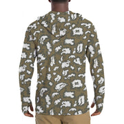 KLMK Red Dawn CAMO Mens Sunscreen Sports Hoodie With Thumb Holes