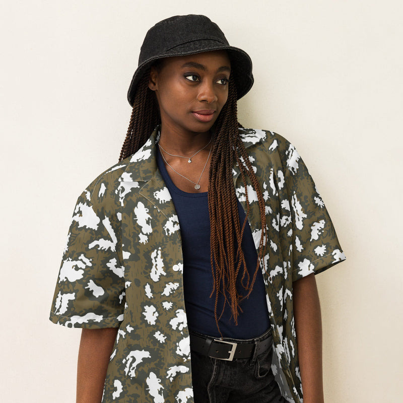 KLMK Red Dawn CAMO Unisex Short-Sleeve Button Shirt - Button-Up